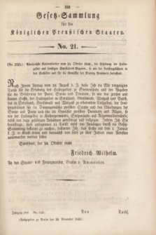 Gesetz-Sammlung für die Königlichen Preußischen Staaten. 1840, No. 21 (30 November)