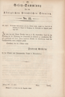 Gesetz-Sammlung für die Königlichen Preußischen Staaten. 1840, No. 22 (12 Dezember)