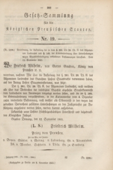 Gesetz-Sammlung für die Königlichen Preußischen Staaten. 1841, Nr. 19 (8 November)