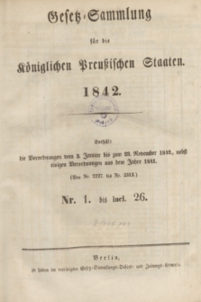 Gesetz-Sammlung für die Königlichen Preußischen Staaten. 1842, Spis treści