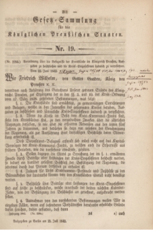 Gesetz-Sammlung für die Königlichen Preußischen Staaten. 1842, Nr. 19 (25 Juli)