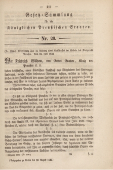 Gesetz-Sammlung für die Königlichen Preußischen Staaten. 1842, Nr. 20 (30 August)