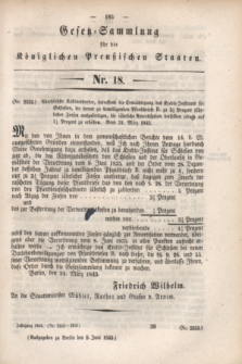 Gesetz-Sammlung für die Königlichen Preußischen Staaten. 1843, Nr. 18 (8 Juni) + dod.