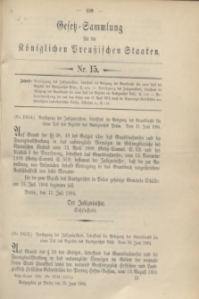 Gesetz-Sammlung für die Königlichen Preußischen Staaten. 1904, Nr. 15 (25 Juni)