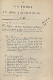 Gesetz-Sammlung für die Königlichen Preußischen Staaten. 1904, Nr. 23 (30 Juli)
