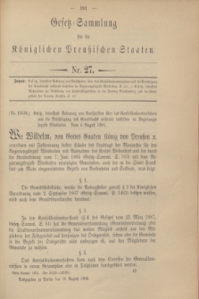 Gesetz-Sammlung für die Königlichen Preußischen Staaten. 1904, Nr. 27 (18 August)