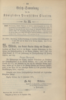 Gesetz-Sammlung für die Königlichen Preußischen Staaten. 1904, Nr. 33 (26 September)