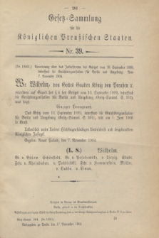 Gesetz-Sammlung für die Königlichen Preußischen Staaten. 1904, Nr. 39 (17 November)