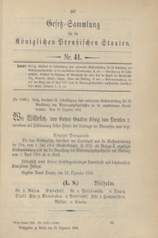 Gesetz-Sammlung für die Königlichen Preußischen Staaten. 1904, Nr. 41 (29 Dezember)