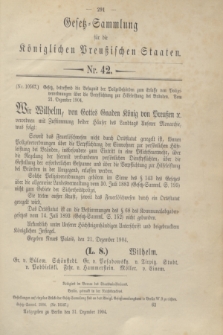 Gesetz-Sammlung für die Königlichen Preußischen Staaten. 1904, Nr. 42 (31 Dezember)