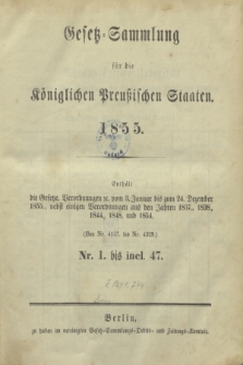 Gesetz-Sammlung für die Königlichen Preußischen Staaten. 1855, Spis treści