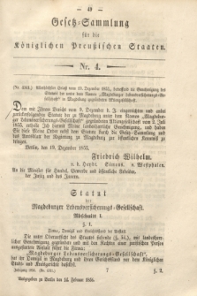 Gesetz-Sammlung für die Königlichen Preußischen Staaten. 1856, Nr. 4 (14 Februar)