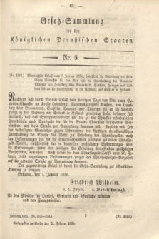 Gesetz-Sammlung für die Königlichen Preußischen Staaten. 1856, Nr. 5 (21 Februar)