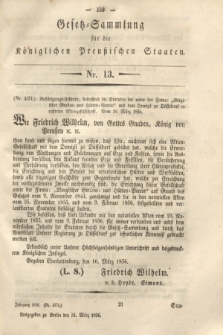 Gesetz-Sammlung für die Königlichen Preußischen Staaten. 1856, Nr. 13 (31 März)