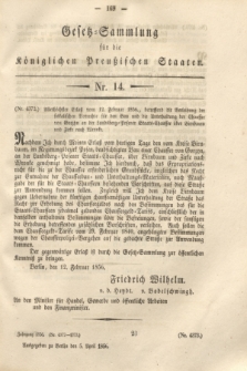 Gesetz-Sammlung für die Königlichen Preußischen Staaten. 1856, Nr. 14 (5 April)