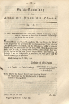 Gesetz-Sammlung für die Königlichen Preußischen Staaten. 1856, Nr. 15 (12 April)
