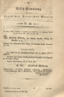 Gesetz-Sammlung für die Königlichen Preußischen Staaten. 1856, Nr. 22 (21 Mai) + dod.