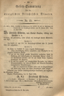 Gesetz-Sammlung für die Königlichen Preußischen Staaten. 1856, Nr. 25 (29 Mai)