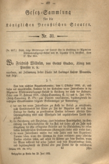 Gesetz-Sammlung für die Königlichen Preußischen Staaten. 1856, Nr. 31 (20 Juni)