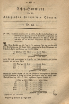 Gesetz-Sammlung für die Königlichen Preußischen Staaten. 1856, Nr. 43 (15 August)