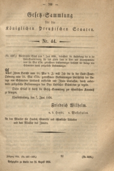 Gesetz-Sammlung für die Königlichen Preußischen Staaten. 1856, Nr. 44 (25 August)