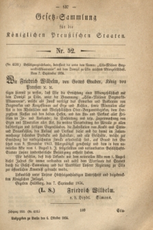Gesetz-Sammlung für die Königlichen Preußischen Staaten. 1856, Nr. 52 (6 Oktober)