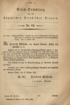 Gesetz-Sammlung für die Königlichen Preußischen Staaten. 1856, Nr. 53 (23 Oktober)