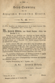 Gesetz-Sammlung für die Königlichen Preußischen Staaten. 1856, Nr. 65 (31 Dezember)