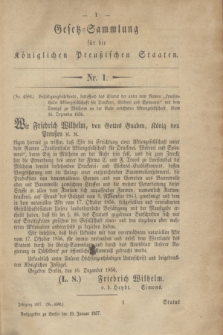 Gesetz-Sammlung für die Königlichen Preußischen Staaten. 1857, Nr. 1 (19 Januar)