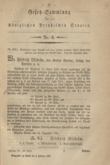 Gesetz-Sammlung für die Königlichen Preußischen Staaten. 1857, Nr. 5 (6 Februar)