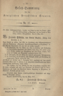 Gesetz-Sammlung für die Königlichen Preußischen Staaten. 1857, Nr. 17 (7 April)