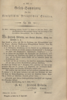 Gesetz-Sammlung für die Königlichen Preußischen Staaten. 1857, Nr. 19 (17 April)