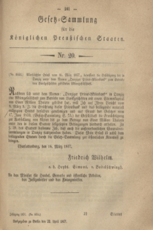 Gesetz-Sammlung für die Königlichen Preußischen Staaten. 1857, Nr. 20 (22 April)