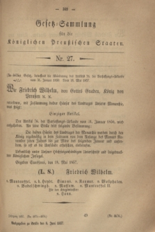 Gesetz-Sammlung für die Königlichen Preußischen Staaten. 1857, Nr. 27 (8 Juni) + dod.