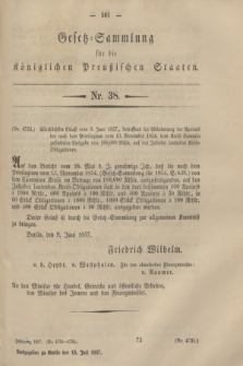 Gesetz-Sammlung für die Königlichen Preußischen Staaten. 1857, Nr. 38 (18 Juli)