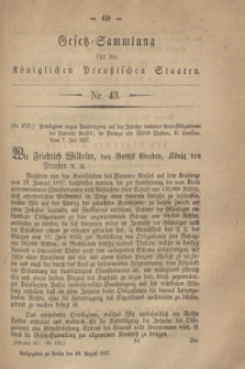Gesetz-Sammlung für die Königlichen Preußischen Staaten. 1857, Nr. 43 (19 August)