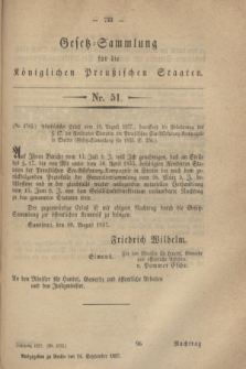 Gesetz-Sammlung für die Königlichen Preußischen Staaten. 1857, Nr. 51 (14 September)