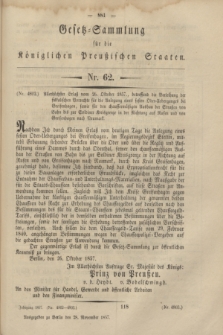 Gesetz-Sammlung für die Königlichen Preußischen Staaten. 1857, Nr. 62 (28 November)