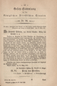 Gesetz-Sammlung für die Königlichen Preußischen Staaten. 1858, Nr. 16 (29 April)