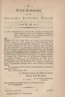 Gesetz-Sammlung für die Königlichen Preußischen Staaten. 1858, Nr. 51 (12 November)