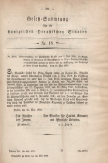 Gesetz-Sammlung für die Königlichen Preußischen Staaten. 1859, Nr. 18 (30 Mai) + dod.