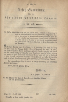 Gesetz-Sammlung für die Königlichen Preußischen Staaten. 1861, Nr. 41 (28 Dezember)