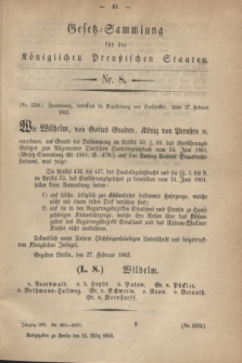 Gesetz-Sammlung für die Königlichen Preußischen Staaten. 1862, Nr. 8 (11 März)