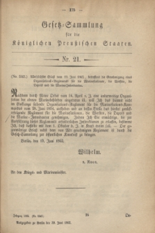 Gesetz-Sammlung für die Königlichen Preußischen Staaten. 1862, Nr. 21 (30 Juni)