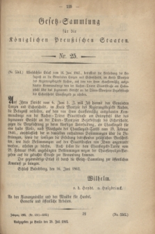 Gesetz-Sammlung für die Königlichen Preußischen Staaten. 1862, Nr. 25 (28 Juli)