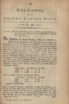 Gesetz-Sammlung für die Königlichen Preußischen Staaten. 1862, Nr. 28 (29 August)