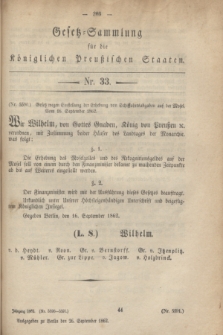 Gesetz-Sammlung für die Königlichen Preußischen Staaten. 1862, Nr. 33 (26 September)