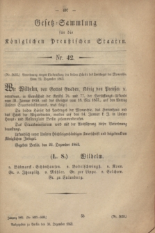 Gesetz-Sammlung für die Königlichen Preußischen Staaten. 1862, Nr. 42 (30 Dezember)