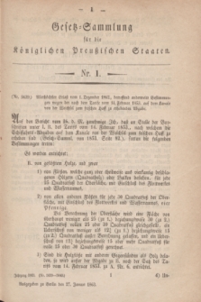 Gesetz-Sammlung für die Königlichen Preußischen Staaten. 1863, Nr. 1 (27 Januar)