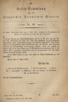 Gesetz-Sammlung für die Königlichen Preußischen Staaten. 1864, Nr. 10 (13 April) + wkładka